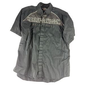 Harley Davidson Motor Clothes Button Down Shirt Embroidered Logo Men L